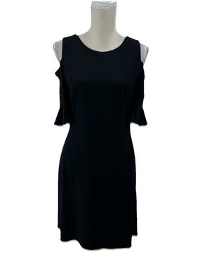 Tommy Hilfiger Black Cold-Shoulder Knee-Length Shift Dress